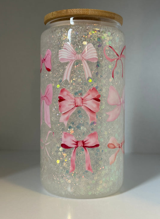 Pink Bows Snow Globe Tumbler